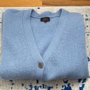 Quince denim blue Mongolian Cashmere oversized boyfriend cardigan size small.